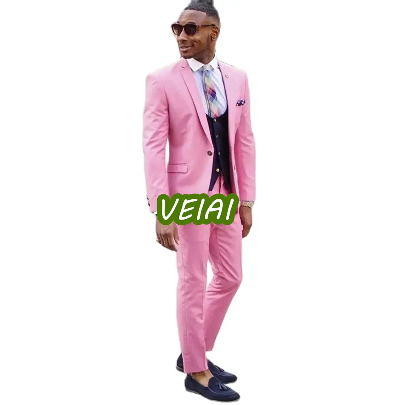 

Pink Blazer Tailor Made Suits for Men Single Breasted Peaked Lapel Slim Fit Wedding 3 Piece Jacket Pants Vest Trajes De Hombre