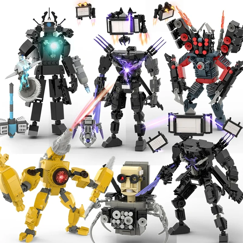 Moc Skibidi 토일렛 액션 피규어 모델 빌딩 블록 Camerman 타이탄 스피커맨 감시자 TVMan 소년 장난감 아동용 선물 