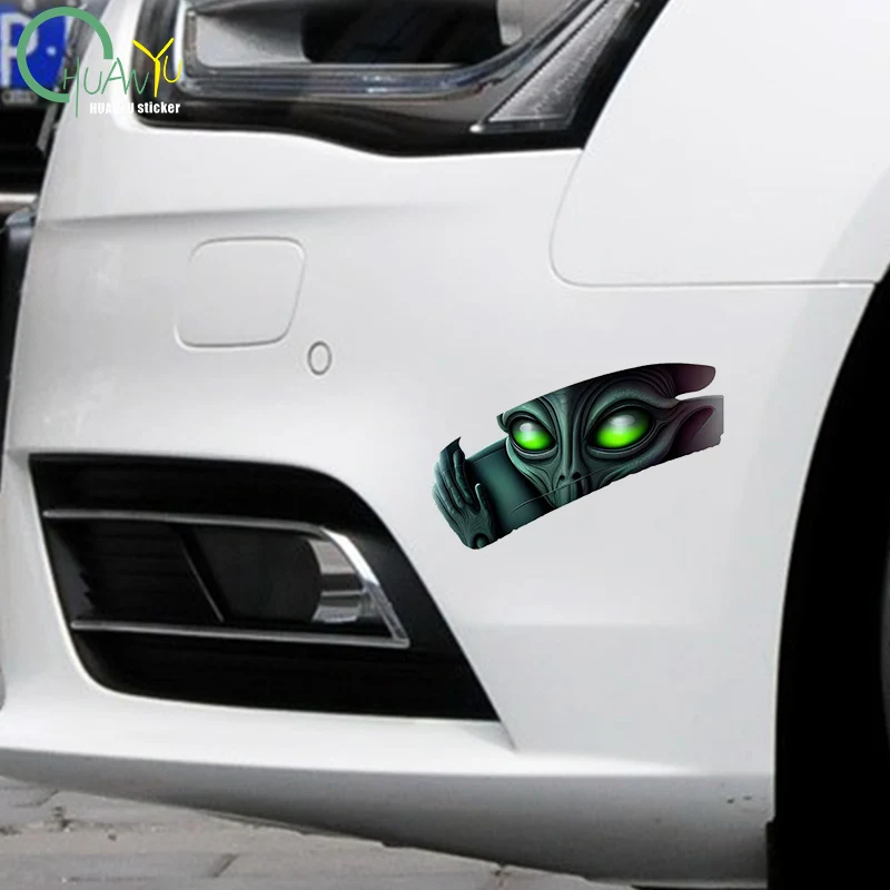 3D Effect Alien Car Stickers Auto Window Bumper Waterproof Rear Windshield Vinyl Decal Halloween Funny Decor Vehicle Accessories