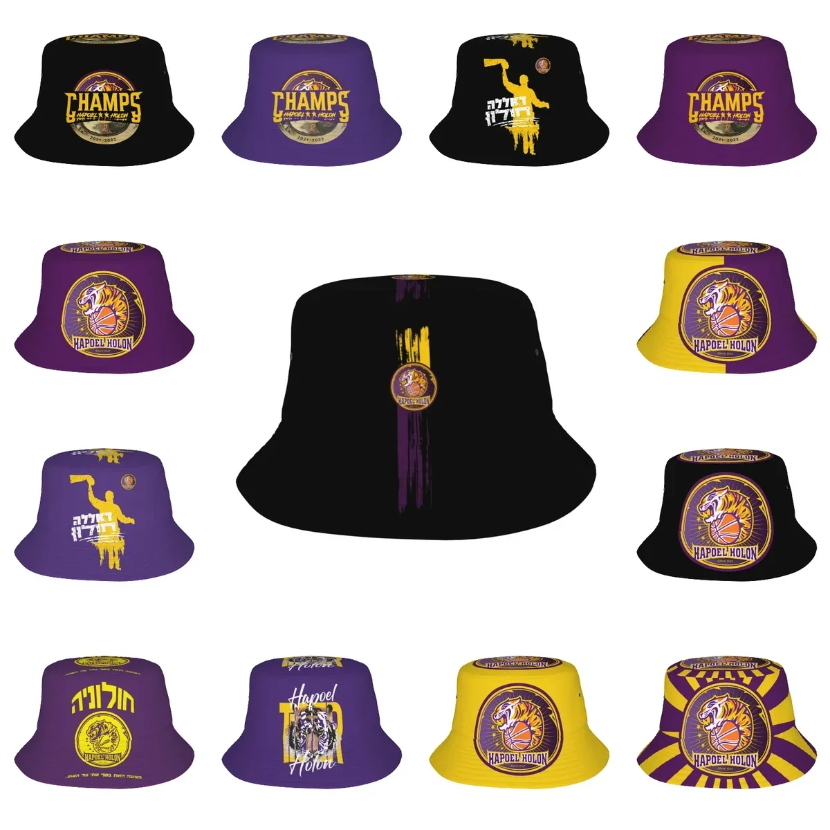 

Hapoel Holon Basketball Fisherman's Cap Outdoor Bucket Hats Fishing Hat Wide Brim Cap Unisex Foldable Beach Summer Travel