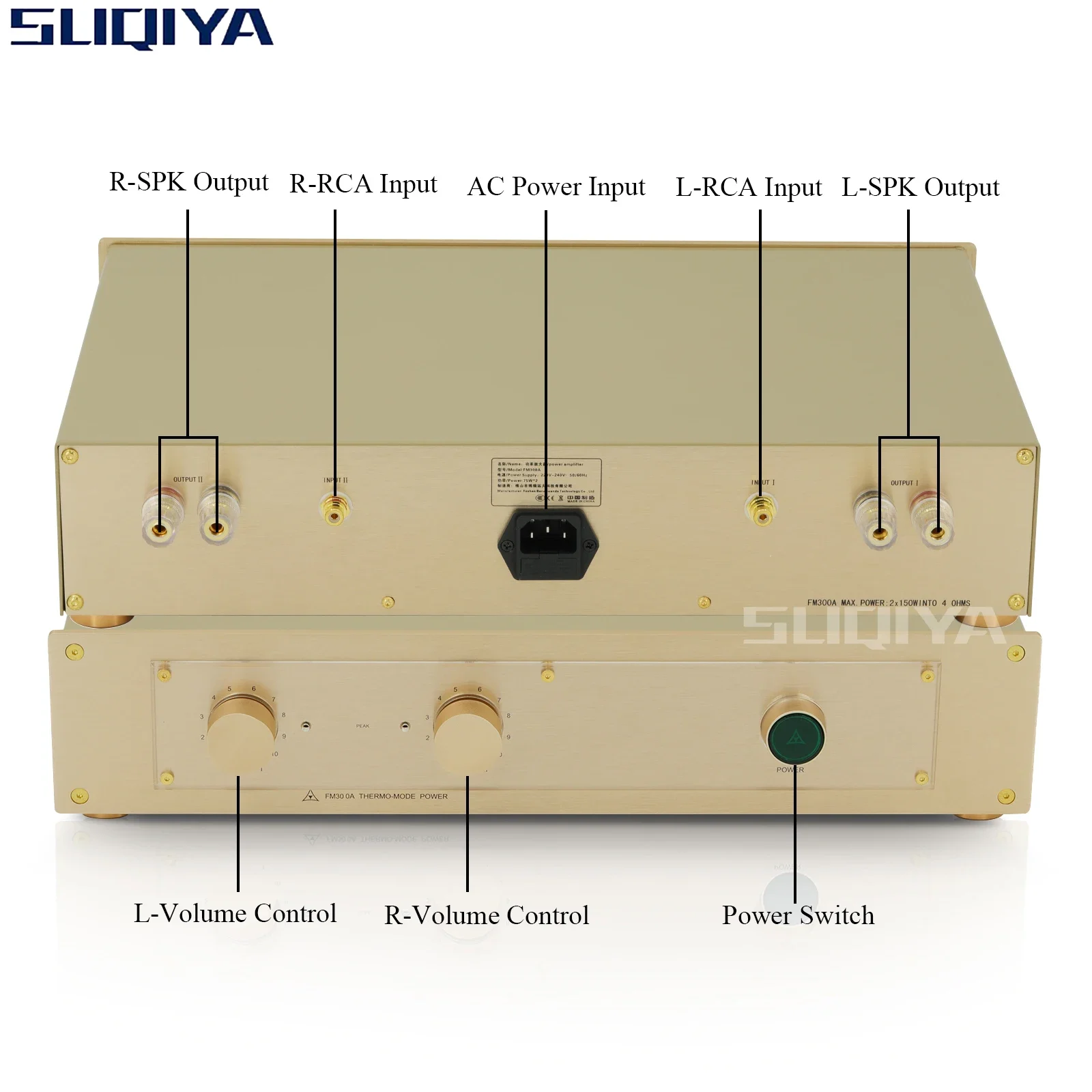 Suqiya-clone fm300aパワーアンプ、fm音響、hi-fiオーディオ、150w x 2、4Ω 、80w x 2、8Ω