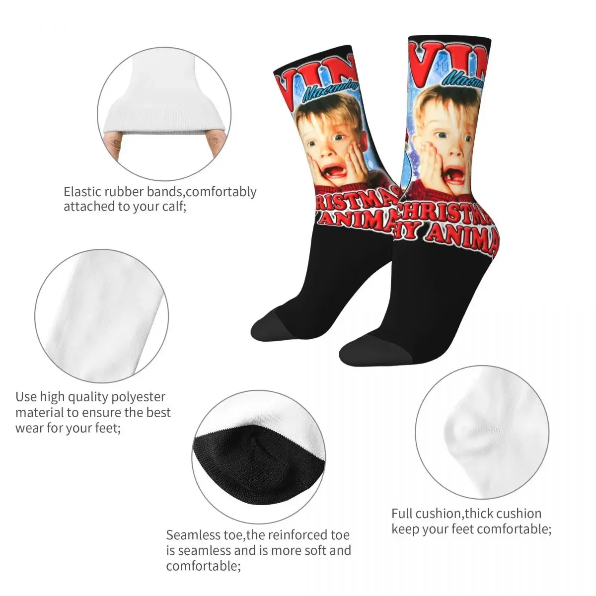 Funny Men's Socks Novelty Home Alone Movie Kevin Macaulay Sock Sport Women's Socks Spring Summer Autumn Winter