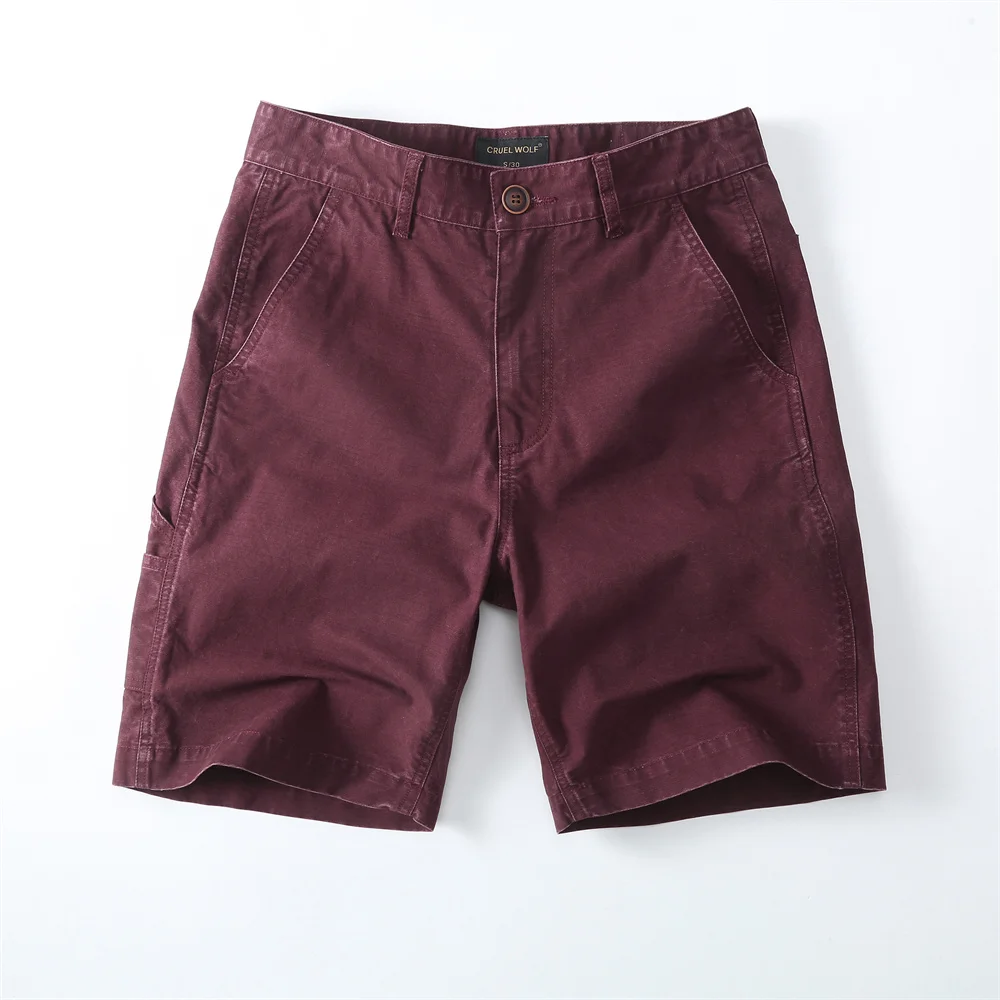 Men's Summer Casual Shorts Solid Color Fashion All Match Shorts Vintage Style Sports Shorts