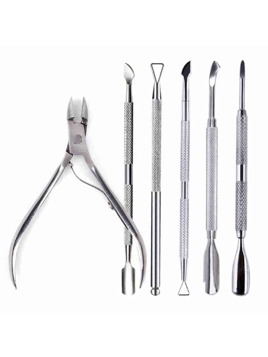 Coupe-ongles professionnel en acier inoxydable, ciseaux, pince multifonction, poussoir à cuticules, dissolvant, soins des ongles, Kits d'outils de manucure