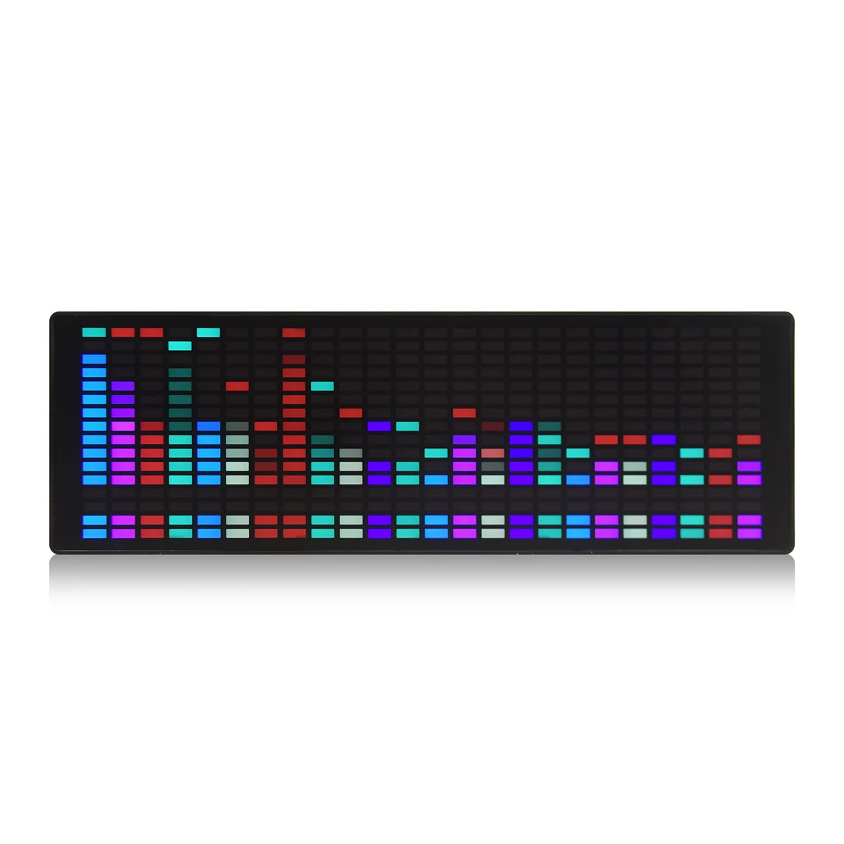 AA91 LED Music Spectrum Rhythm Lights Voice Sensor 1624 RGB Atmosphere Level Indicator with Clock Display(Wire Control)