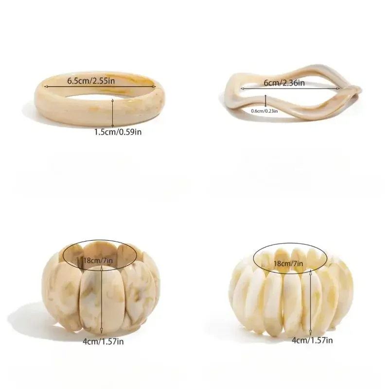 أنيقة الراتنج الاكريليك هندسية الكفة أساور المرأة موضة جديدة بوهو أساور واسعة الذراع الجمالية Y2K مجوهرات