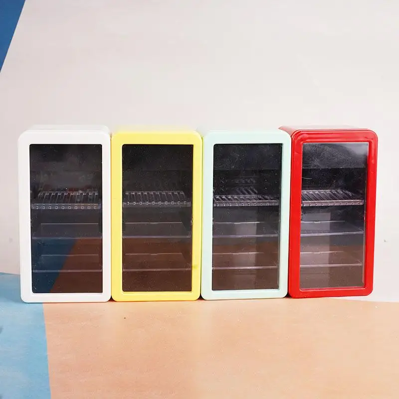 ⭐ 1/12 Miniature di case delle bambole Frigorifero Bevande in scatola Armadietto per bevande Modello Casa delle bambole Supermercato Accessore Giochi di imitazione Giocattolo FAI DA TE