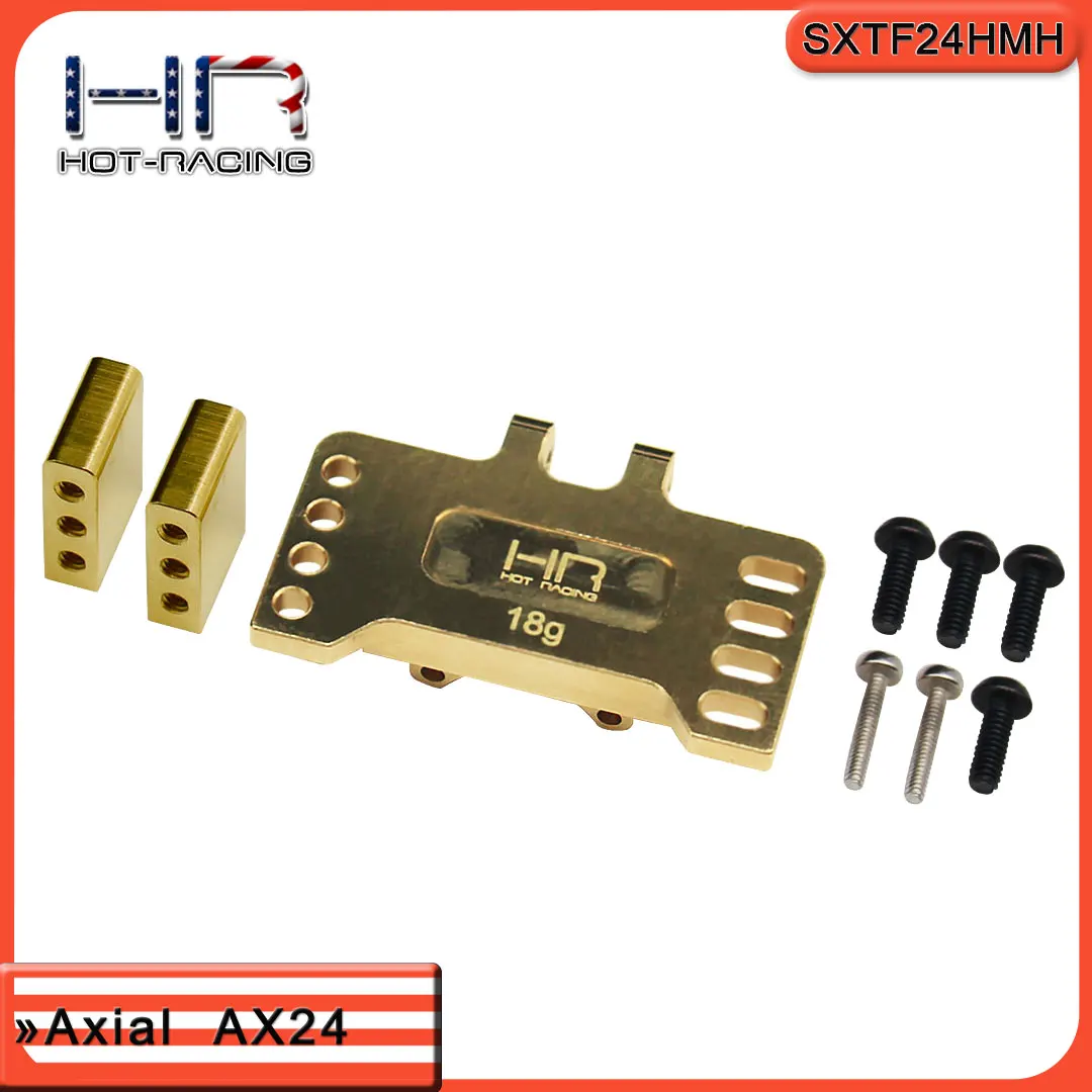 Hot Racing SXTF24HMH Brass Servo Bracket SCX24/AX24 for Emax/Savox/Reefs, Heavy CG, No Stock Servo, No Saver