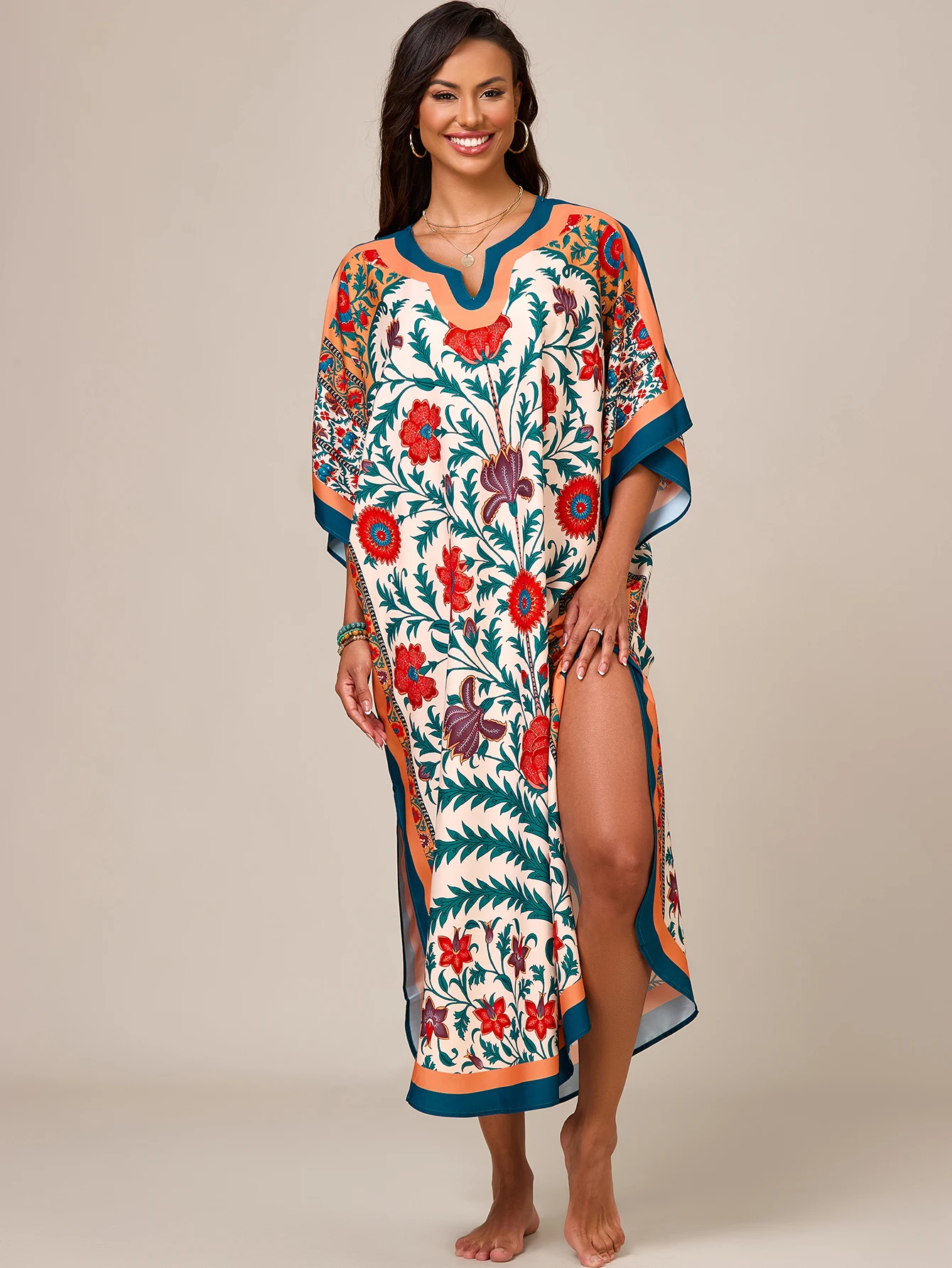 Женский кафтан с цветочным при – обзор и цена Cover Up Kaftan
