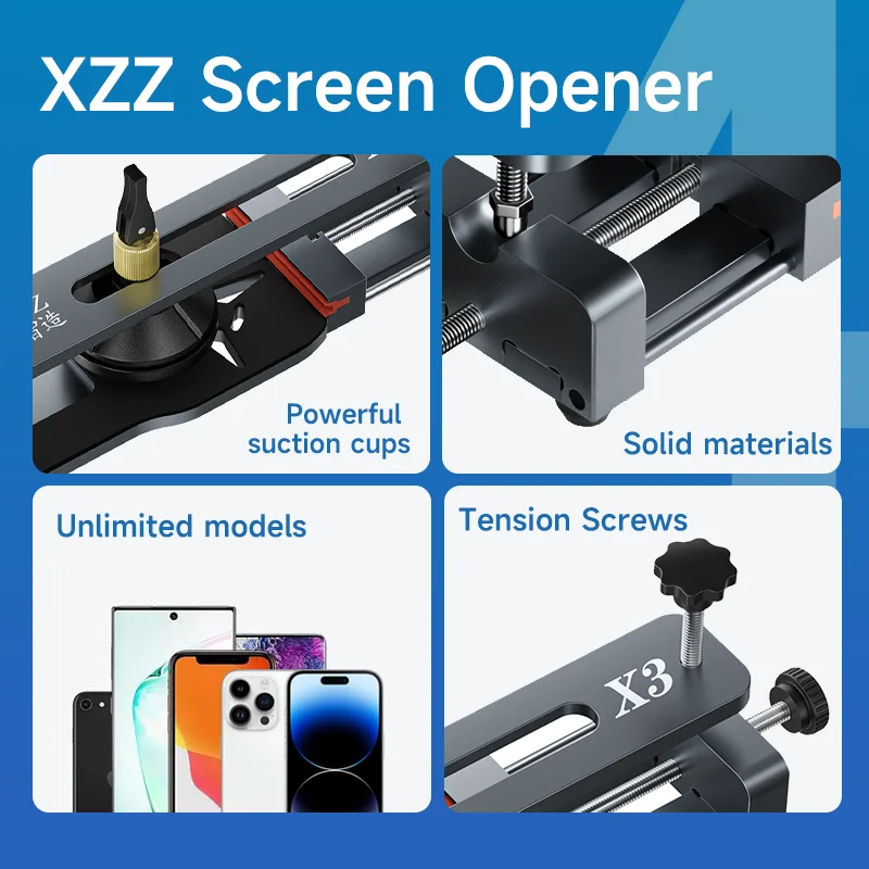 XZZ X3 Herramienta Universal de Apertura de Pantalla Sin Calentamiento, Marco de Aleación de Aluminio Ajustable, Ventosa para Reparación de Teléfonos 3
