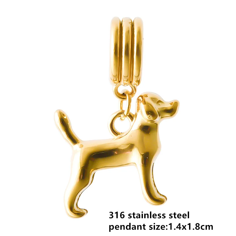 Goldfarbener kleiner Tieranhänger Ente Katze Taube Pferd Edelstahl Armband Armreif Anhänger für Schmuckherstellung handgemachte Dekoration – Detail 15