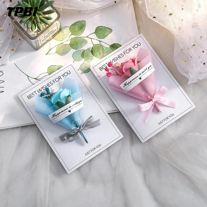 Eternal Flower Greeting Card Foldable Handmade For Birthday Mother's Day Valentine's Thanksgiving Blessing Message Gift