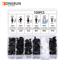 Bumper Retainer Clips Car Plastic Rivets Fasteners Push Retainer Kit Most Popular Sizes 100PCS