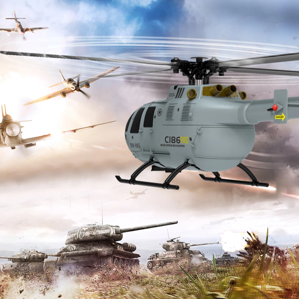 RC ERA BO-105 ヘリコプター 1:48 スケール 4CH 15 分飛行 6 軸ジャイロ C186 航空機オプティカルフローポジショニングリモートコントロール航空機