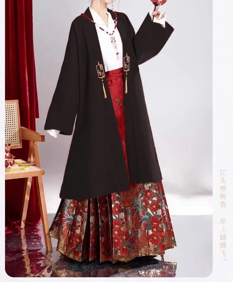 Nouveau Style chinois broderie hauts hommes femmes traditionnel col soigné longue Robe coupe ample mi-longue cape Feative rouge pardessus