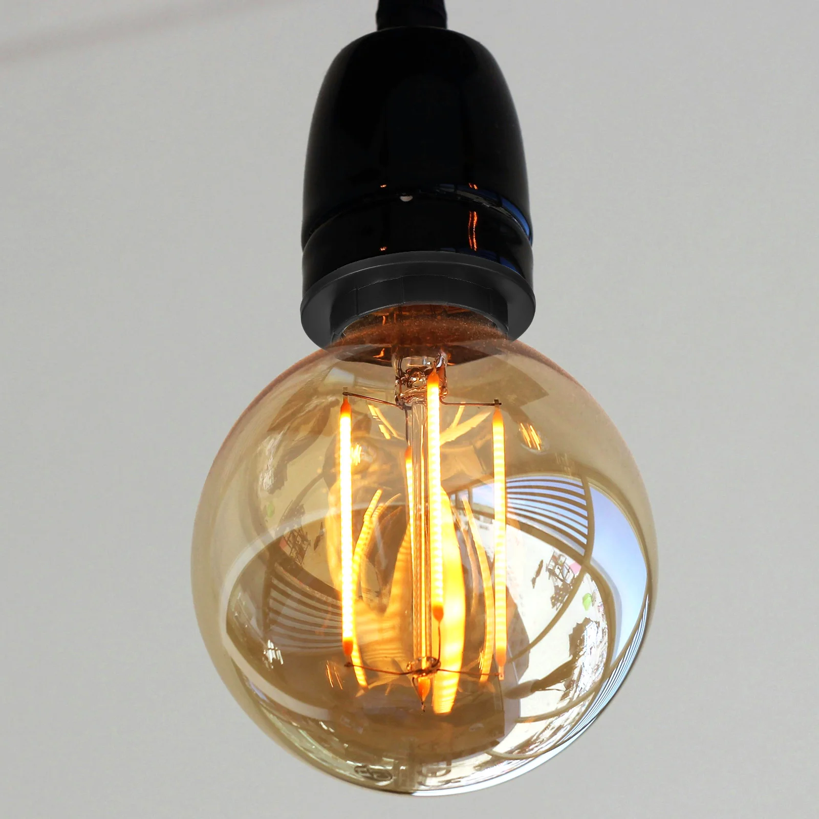 

4Pcs Light Socket Shade Rings E27 E26 Lamp Holder Lock Socket Threaded Collar Rings for Light Fixtures Universal Fit Lamp