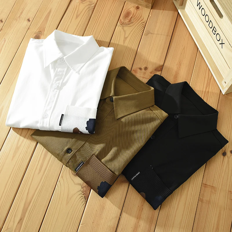 New Long Sleeved Thick Cotton Shirt Men Brand Trend American European Size With Personalized Pockets Tops Clothes Chemise