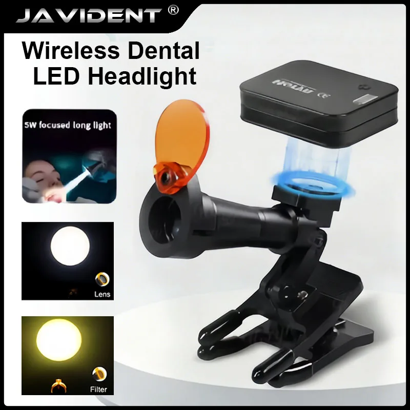 Dental Magnifying Surgical Wireless Stereoscopic Headlamp: Two Removable Batteries Adjustable Brightness 5W High-intensity Light