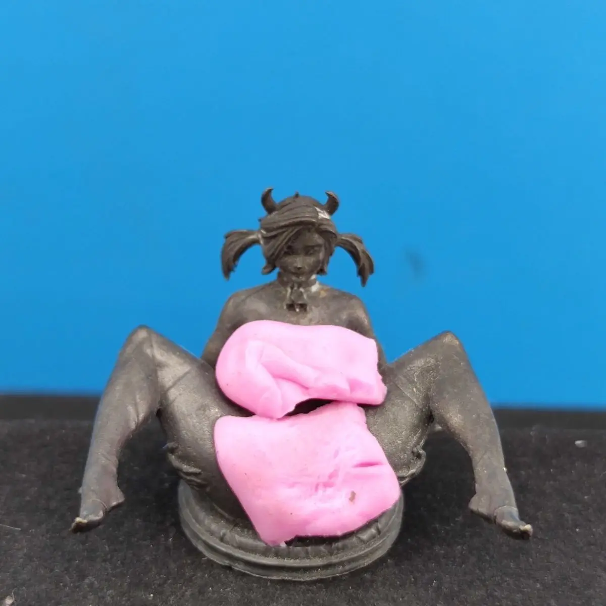 

Antique Brass Gothic Anime Girl Statue, Miniatures Desktop Vintage Ornaments, Vintage Desktop Decor, Unique Collectible Gift