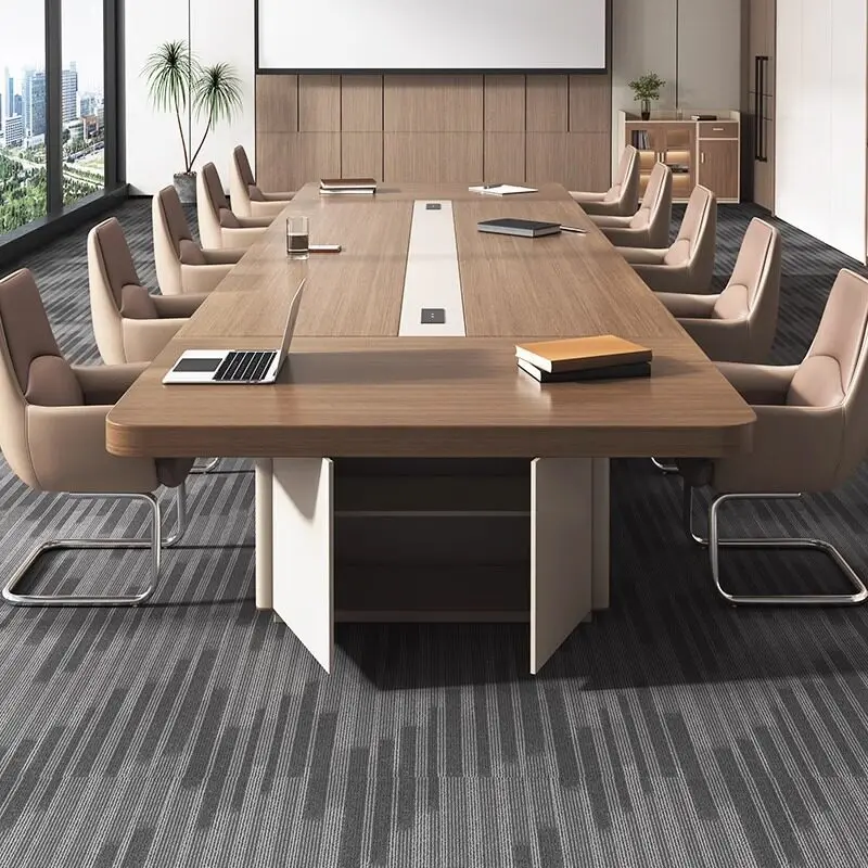 

Conference table long table simple modern large conference room table and chair combination rectangular conference negotiation