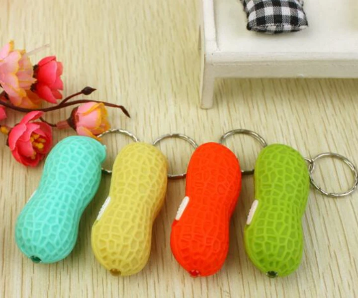 Trendy Toy Mini Simulation Peanut LED FlashLights Keychain Modeling Creative Lights LED Small Bag Hanging Gift