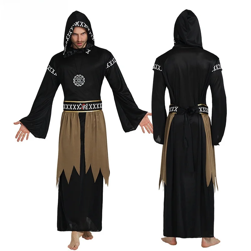 Halloween-Kostüm für Erwachsene, Bla, ungewöhnliche Robe, Zauberer, Performance-Kleidung, Teufel, Tod, kommende Par-Kleidung, Polyesterfaser