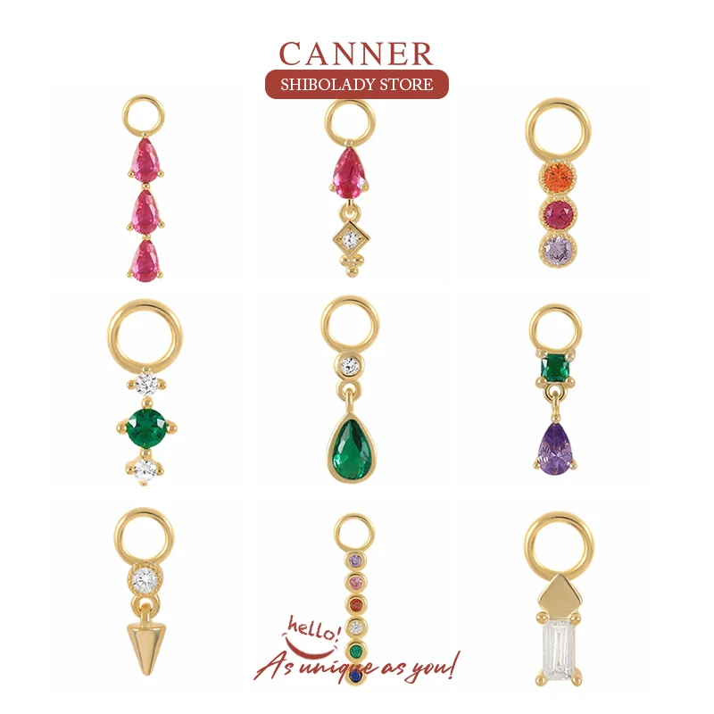 

CANNER Green Gem Charms Pendientes Plata 925 Earring For Women Drop Earrings Huggie Piercing Natural Style Wedding Party Gift