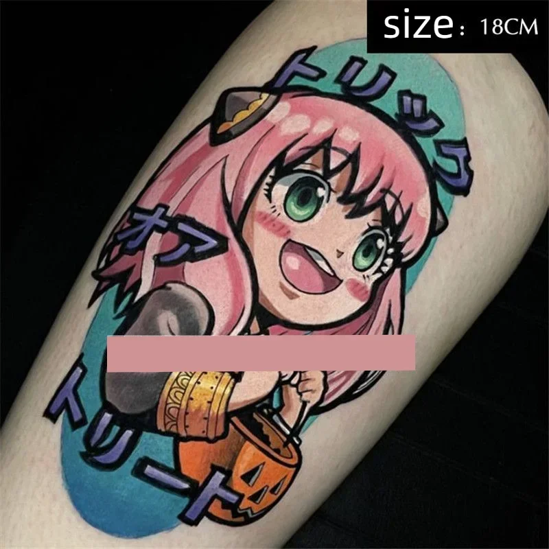 

Anime Anya Temporary Tattoos Cute Cartoon Girl Transfer Tatoo Arm Waist Body Art Waterproof Fake Tattoo Stickers for Woman Man