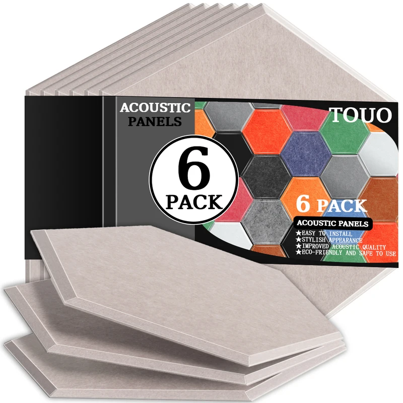 

TOUO Acoustic Panel 6 Pcs Studio Soundproof Wall Panels Flame-Retardant Sound Absorbing Material Offices Acoustic Treatment