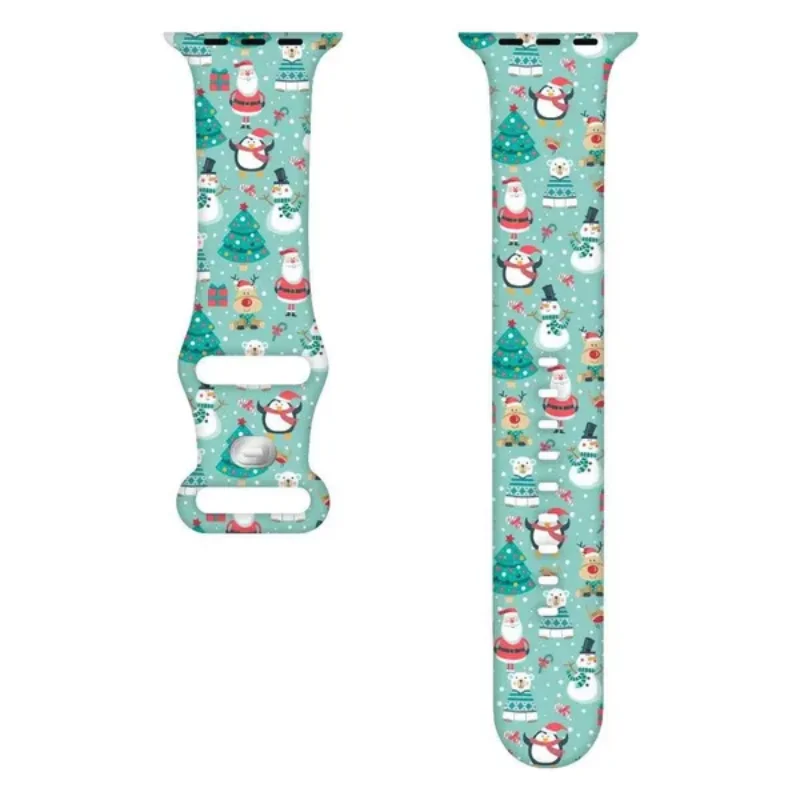 Weihnachtsbänder für Apple Watch Band 44 mm 40 mm 46 mm 49 mm 41 mm 45 mm 42 mm bedrucktes Silikonarmband iWatch Serie 10 9 8 Ultra 2