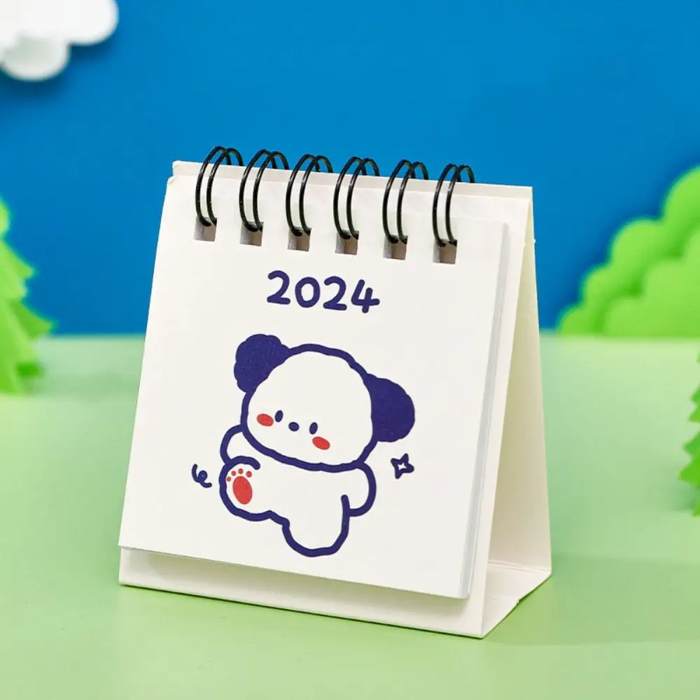 Creative Ins 2024 Calendar Cute Mini Mini Desktop Calendar Cartoon Cartoon Coil Notepad Office