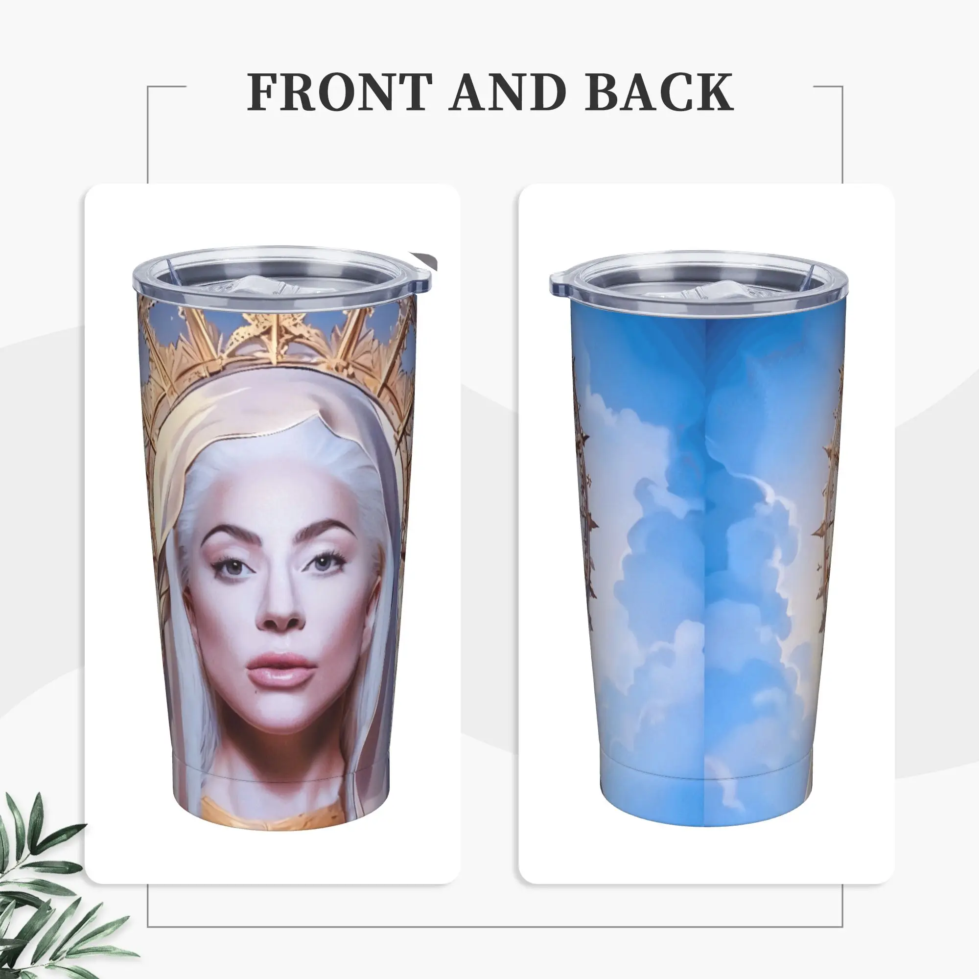 Stainless Steel Tumbler Lady Gaga Jesus Car Mugs With Straws  Driving Cold and Hot Water Bottle Heat Preservation Thermal Mug