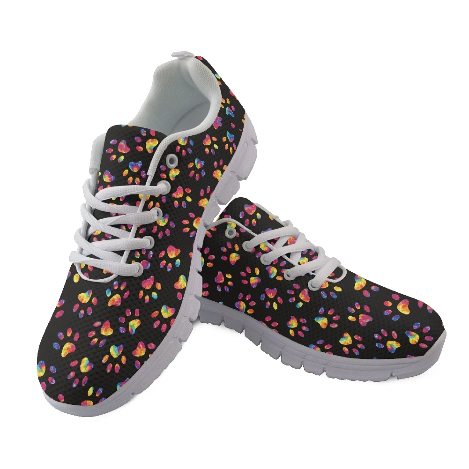 Coloranimal Rainbow Paw Theme Low Top Walking Shoes for Men Mesh & EVA Sole Womens Athletic Walking Sneakers for Running