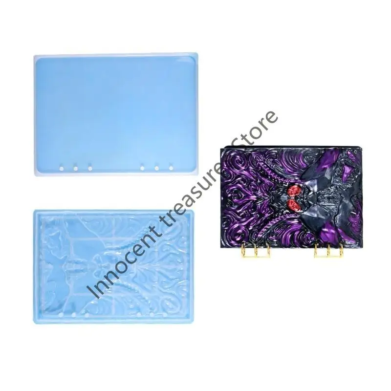 

3XUA Notebook Cover Silicone Mold Crystal Epoxy Resin Molds for DIY Resin Mould Handmade Notepad Book with Binder Rings Set