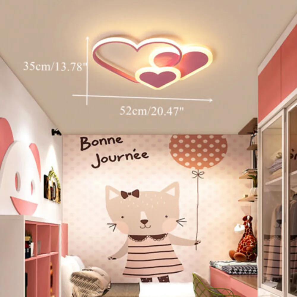 Bymaocar Modern Ceiling Light Heart Dimmable LED Chandelier Pendant Lamp Indoor Lighting for Kids Bedroom Cool White/ Warm White