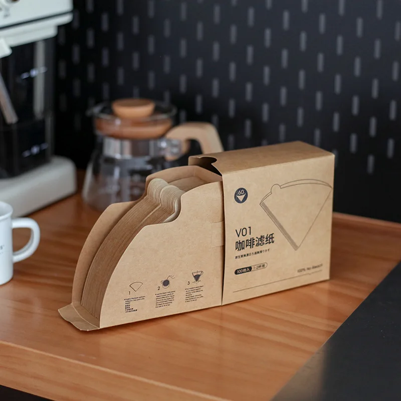 LMM comes with its own storage box V60 hand-brewed coffee filter paper raw wood pulp 100 sheets fan-shaped drip type