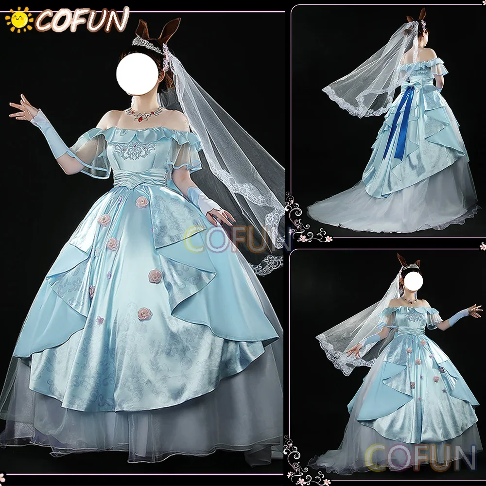 COFUN [Customized] Umamusume: Pretty Derby Daiwa Scarlet Cosplay Costume Someting Blue Halloween Women Lovely Wedding Dress