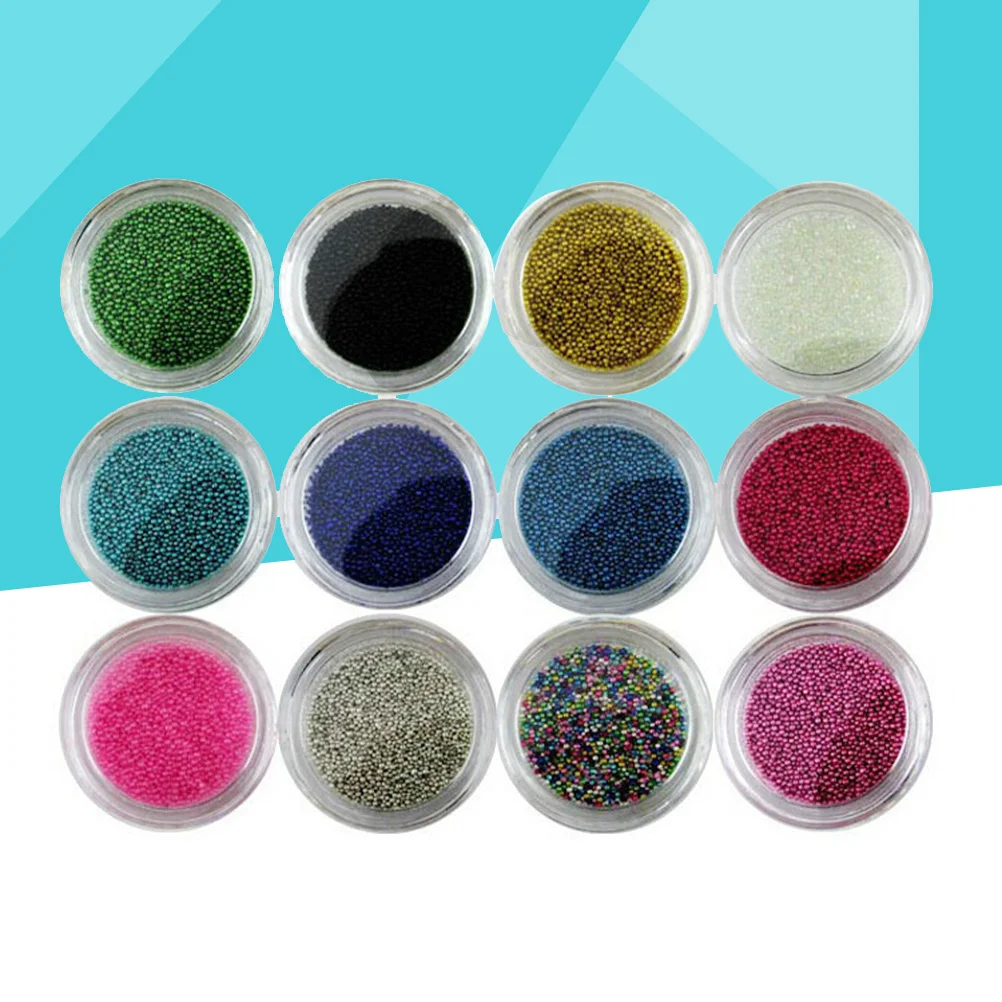 12色キャビアネイルビーズボールセット プレミアム品質 DIYネイルアート用 簡単装着 カラフルミニビーズ ネイル用 アクリルUVジェル対応