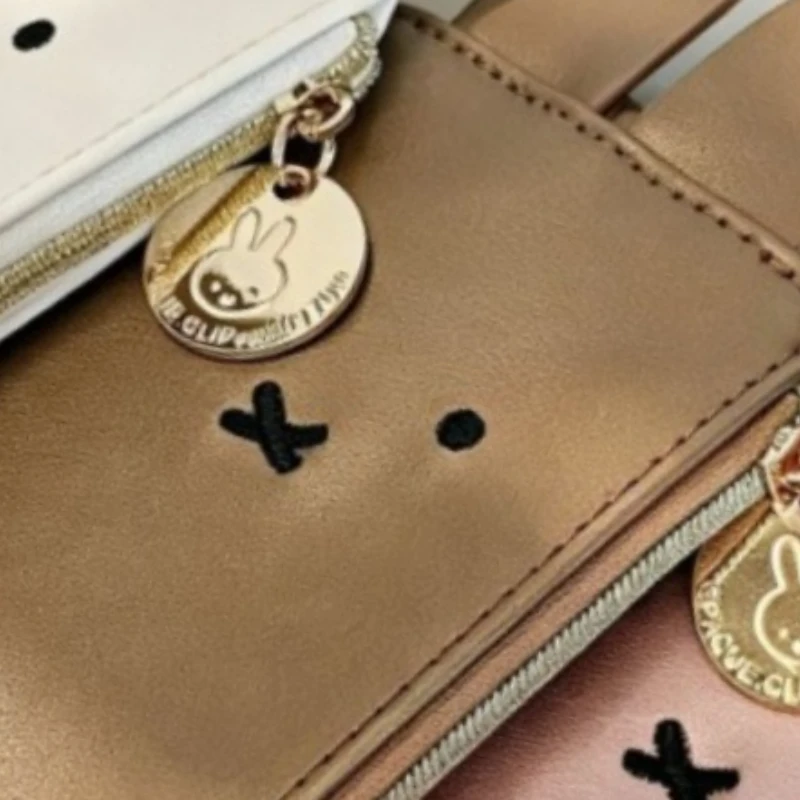 Cartoon Kawaii Miffy Scalable Card Holder Portable Campus Small Items Storage Leather Surface Wear-resistant Waterproof Zipper