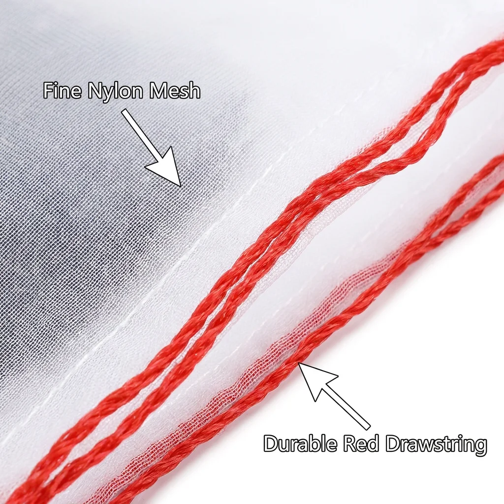 Insect & Bird Proof Nylon Mesh Bag for Soaking Fruits Vegetables & Rice - Breathable Food Storage Bag for Kitchen