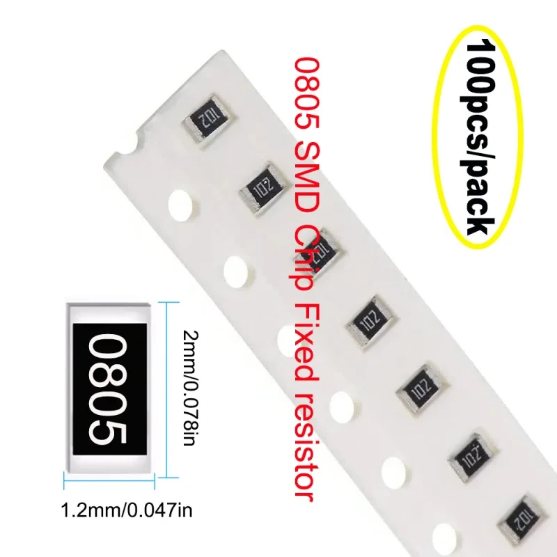 100Pcs/lot 1% 0805 SMD Chip Fixed Resistors 0R-10M