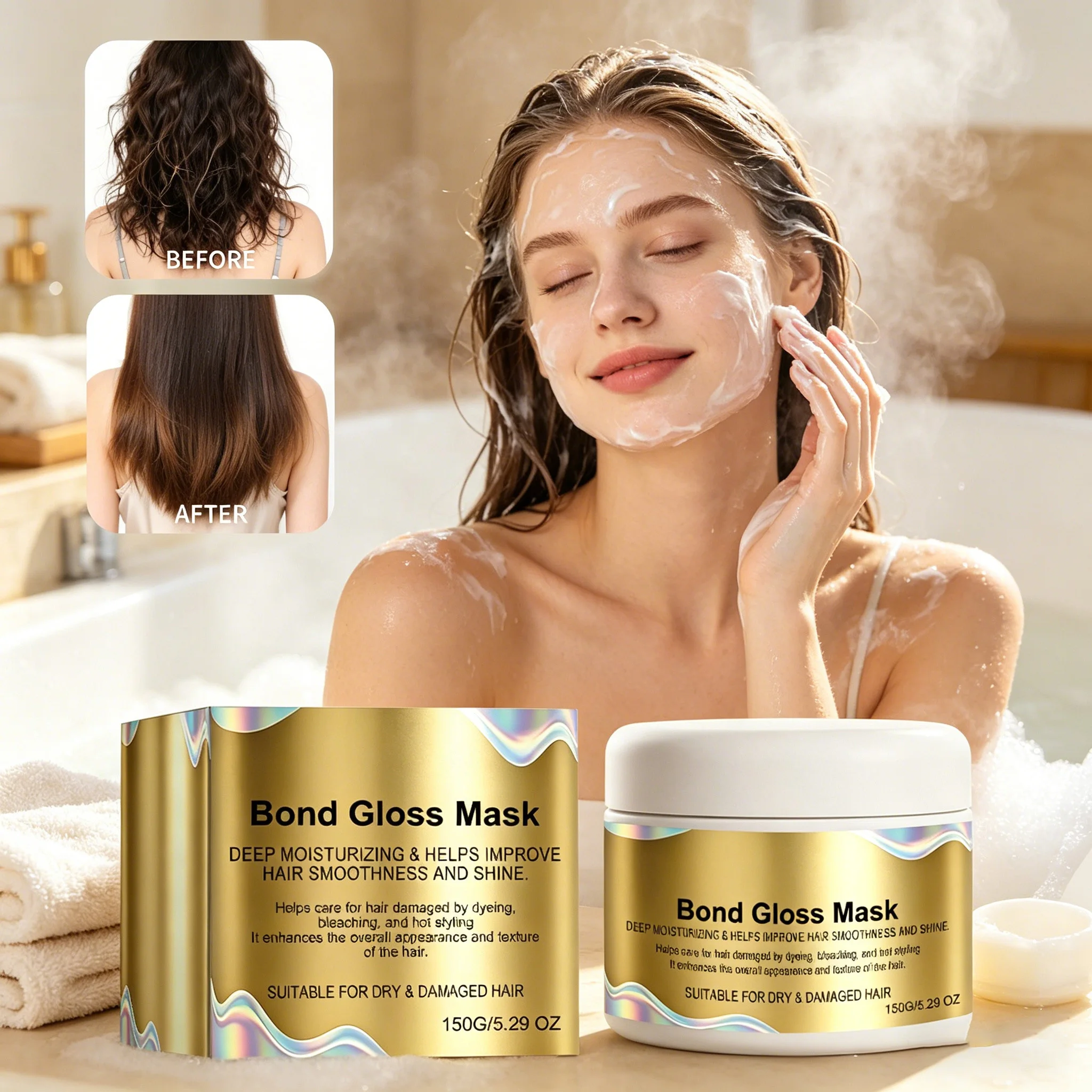﻿Bond Gloss Hair Mask Reduce Split Ends Repair Dry Damaged Hair Bleached Anti-Frizz Nourishing Deep Moisturizing Smooth Hair