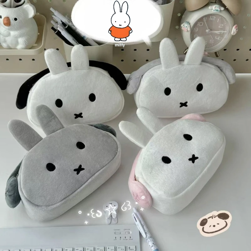 

Новый Kawaii Miffy кролик чехол для ручки милый мультфильм креативные наушники кролик канцелярские принадлежности сумка студенческий стол сумка для хранения подарок для девочки