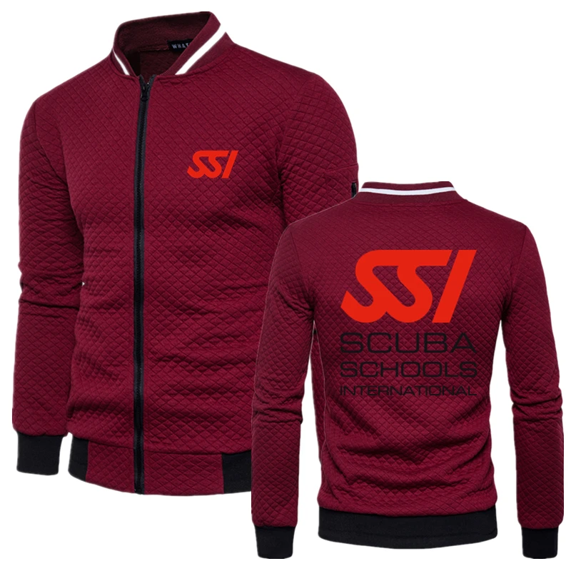 ฤดูใบไม้ผลิมาใหม่ล่าสุดเสื้อ Scuba Schools International SSI พิมพ์โลโก้ Logo ฮาราจูกุชายสไตล์ซิปแจ็คเก็ต Streetwear