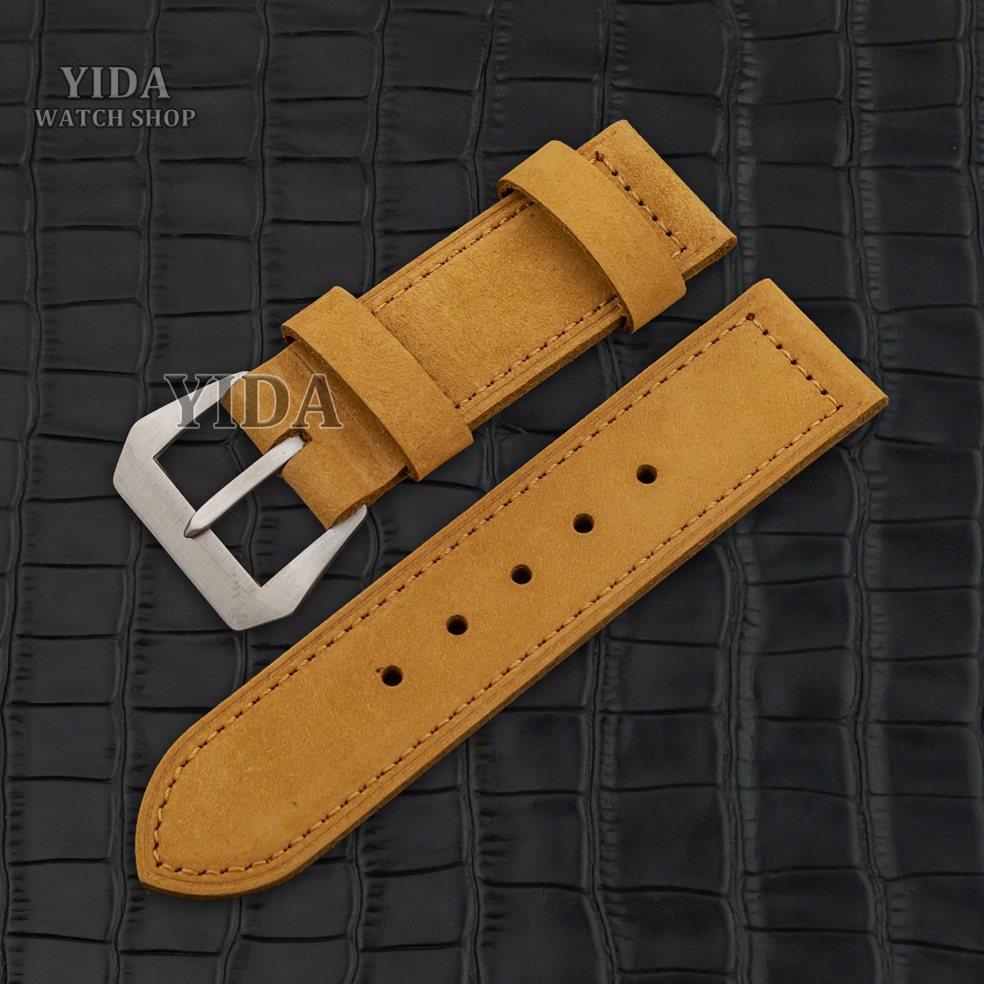 Modified Watch Band 26MM Genuine Leather Strap Soft Retro Style Men Vintage Bracelet For PAM Sports Watches Accessories Parts