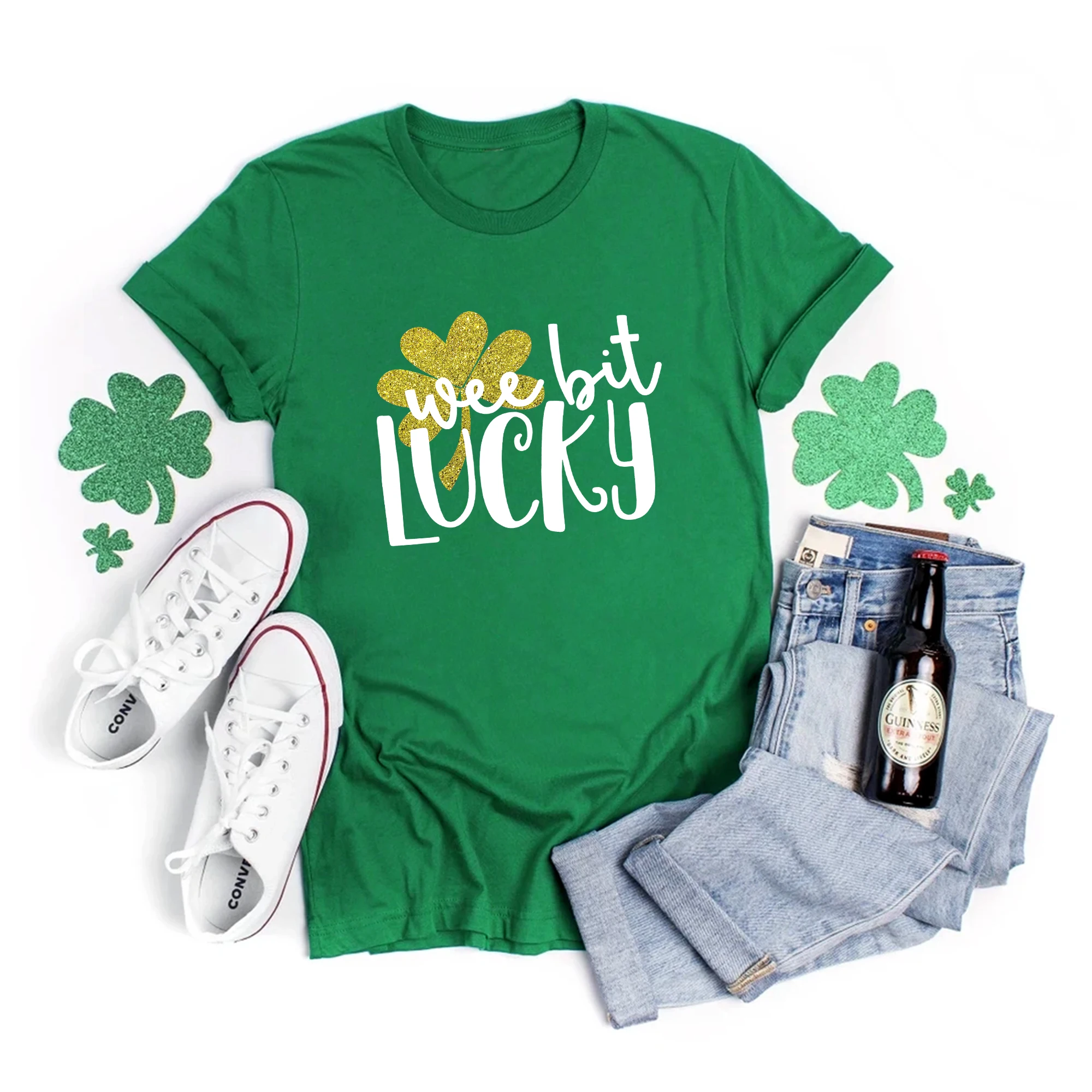 Irish University Shirt Shamrock Tee St Patricks Day Green Shirts Funny St Patricks Women Clothing Vintage Green Day Famale Tops