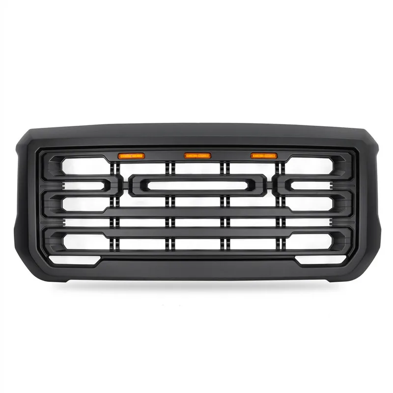 Car Accessories Front Grille For 2015-2018 GMC Sierra 2500 Matte Black Mesh Grill LED Lights