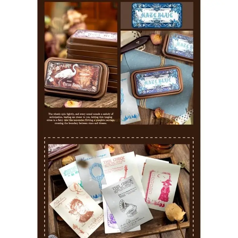 Retro Paper Inkpads Medieval Series Pad mit Metal Case School Supply