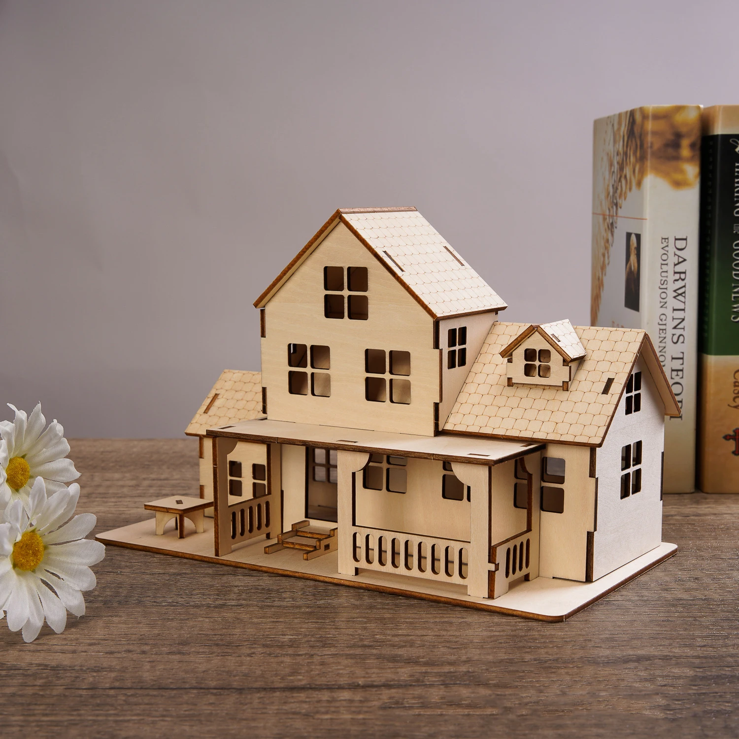 DIY 3D Holz Mini Landhaus Miniatur Modellbausätze Zusammengebaute Puzzles für Kinder Pädagogische Geschenke Home Decor