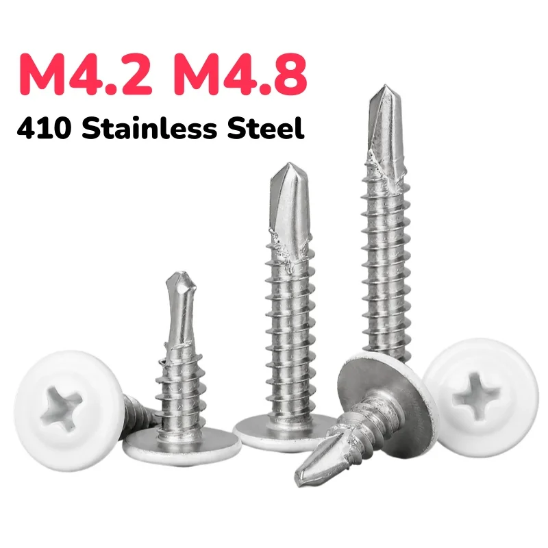 M4.2 M4.8 410 Stainless Steel Coated Cross Head Large Flat Head Washer Self-Tapping Screws